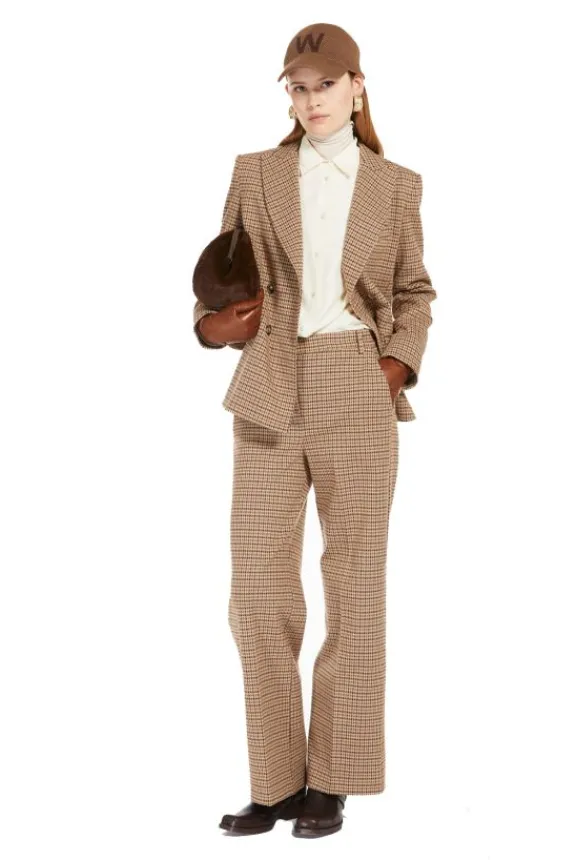 Weekend MaxMara Panetto Jersey Trousers - Camel Check | Trousers And Playsuits