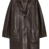 Weekend MaxMara Petra Washed Leather Duster Coat - Chocolate | Jackets And Coats