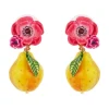 Les Néréides Pink Poppy Flower & Sweet Pear Post Earrings | Jewellery | Gifts