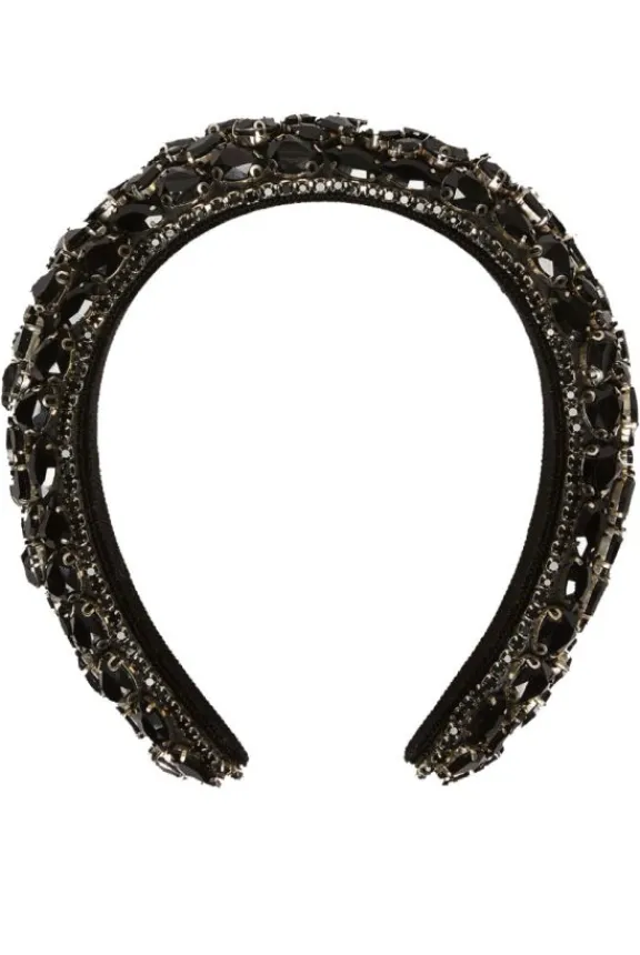 Weekend MaxMara Pontile Bead & Rhinestone Headband - Black | Jewellery | Hats And Gloves