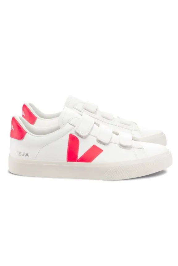 Veja Recife Chrome Free Leather Trainers - White Rose Fluo | Veja
