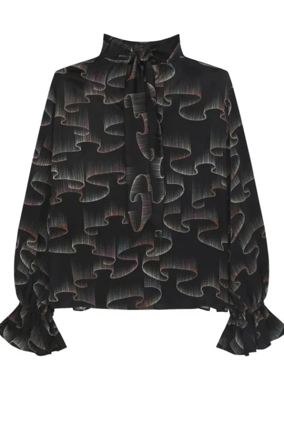 Paul Smith Ribbon Print Blouse - Black | Shirts And Tops