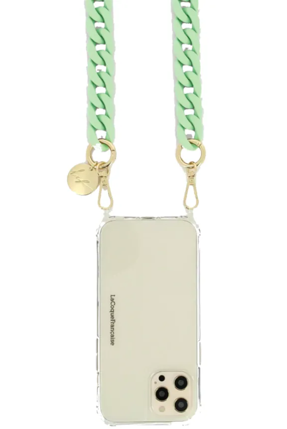 La Coque Française Sarah Chain 120cm Resin Gold Carabiners - Matte Pastel Green | Phone Accessories | Gifts