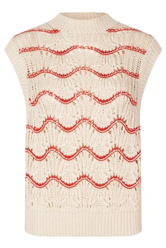 Stine Goya SGAsgerVest - Orange Waves | Shirts And Tops | Knitwear