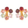 Les Néréides Six Stone Diamanté Multicoloured Clip-On Earrings | Jewellery | Gifts