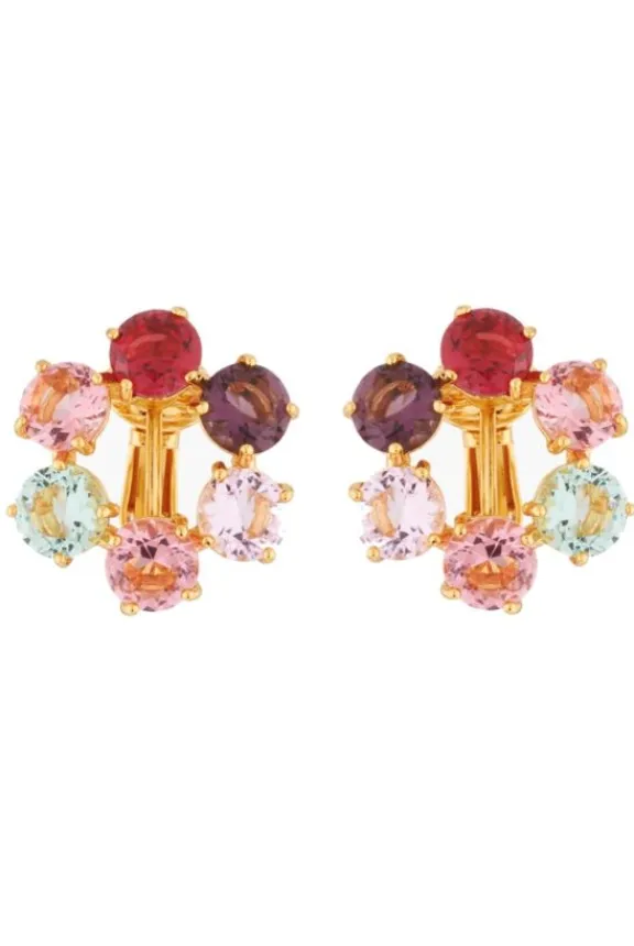 Les Néréides Six Stone Diamanté Multicoloured Clip-On Earrings | Jewellery | Gifts