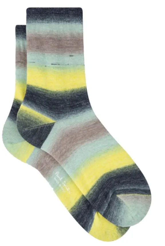 Paul Smith Stripe Cotton-Blend Socks - LIme | Hosiery