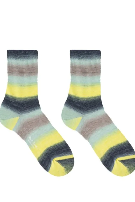 Paul Smith Stripe Cotton-Blend Socks - LIme | Hosiery