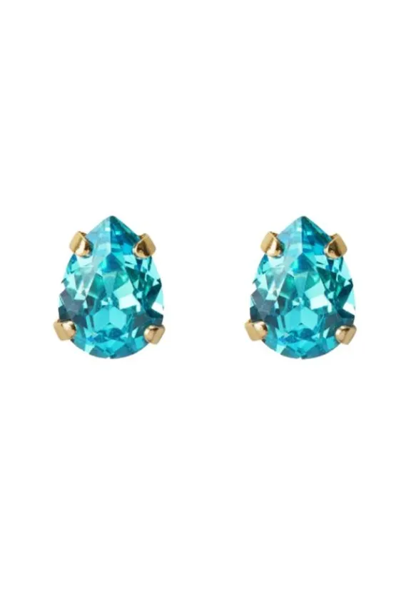 Caroline Svedbom Super Petite Drop Earrings - Gold/Aquamarine | Jewellery | Gifts