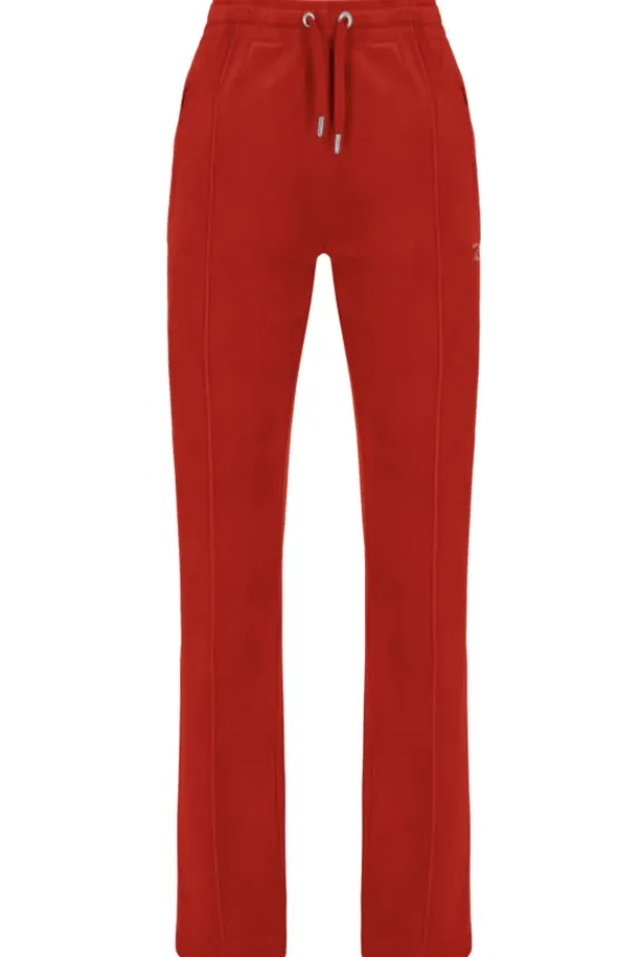 Juicy Couture Tina Classic Velour Diamante Bottoms - Goji Berry | Trousers And Playsuits