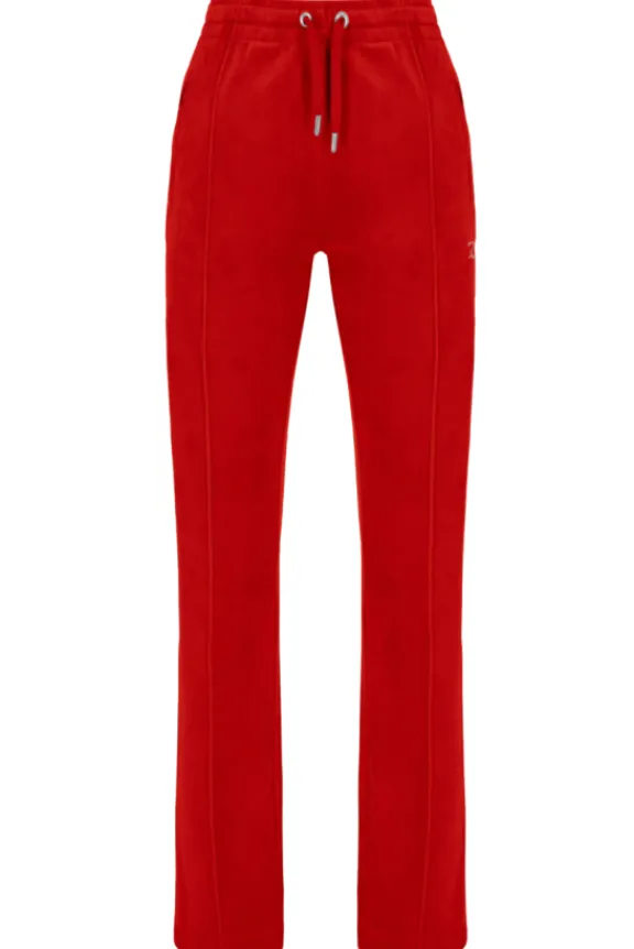 Juicy Couture Tina Classic Velour Diamante Bottoms - Goji Berry | Trousers And Playsuits