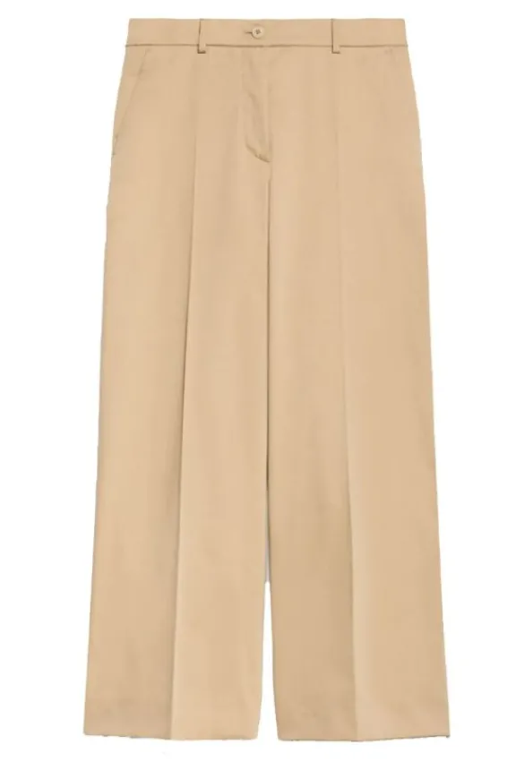 Weekend MaxMara Urial Cotton Satin Cropped Trousers - Beige | Trousers And Playsuits