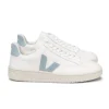 Veja V-12 Leather Trainers - White Steel | Veja