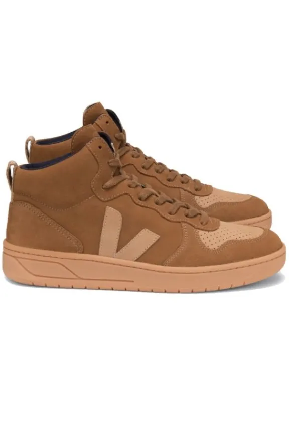 Veja V-15 Nubuck High Top Trainers - Camel Desert | Veja