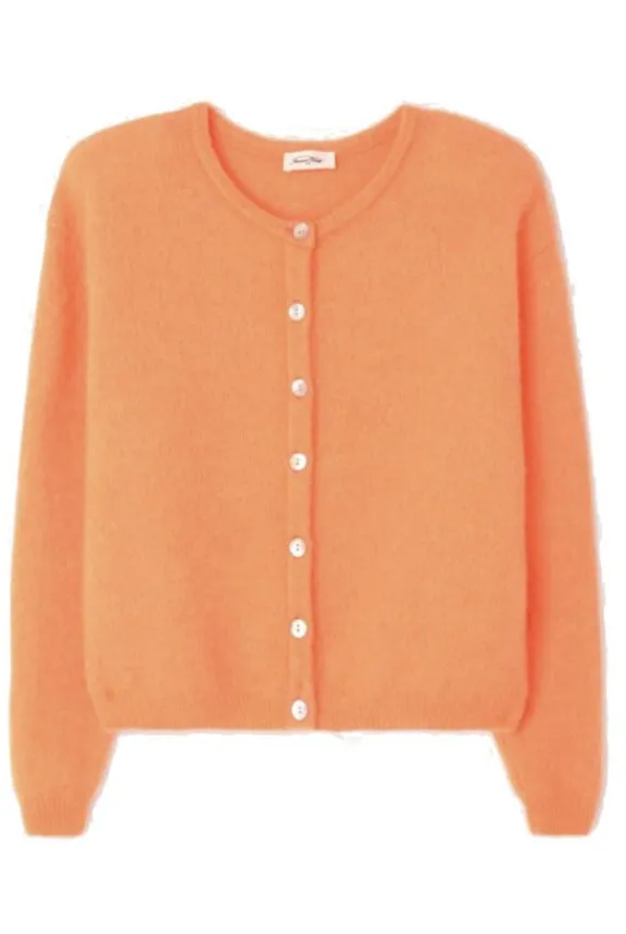 American Vintage Vitow Cardigan - Fluorescent Carrot Melange | Knitwear