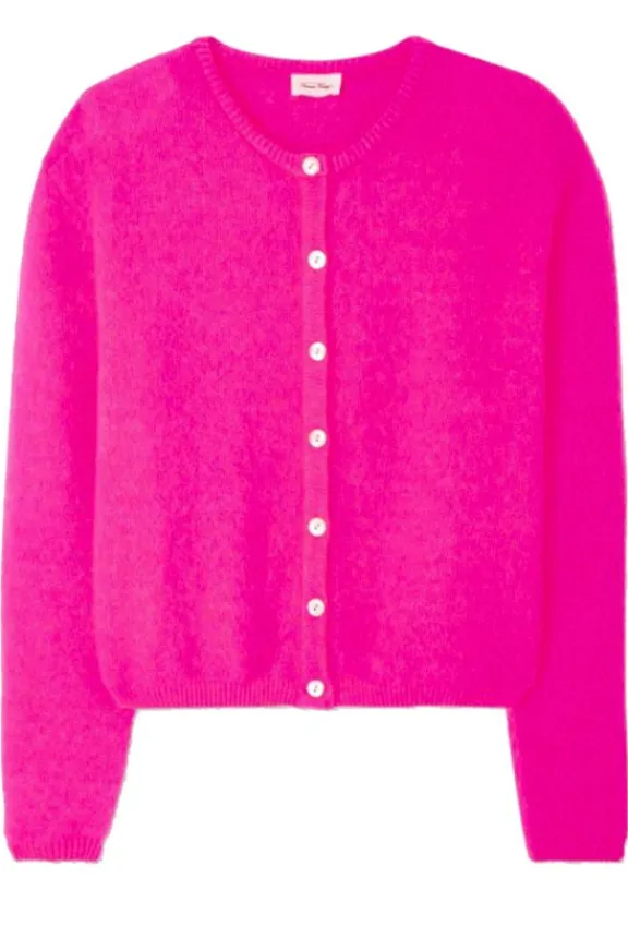 American Vintage Vitow Cardigan - Neon Pink Melange | Knitwear