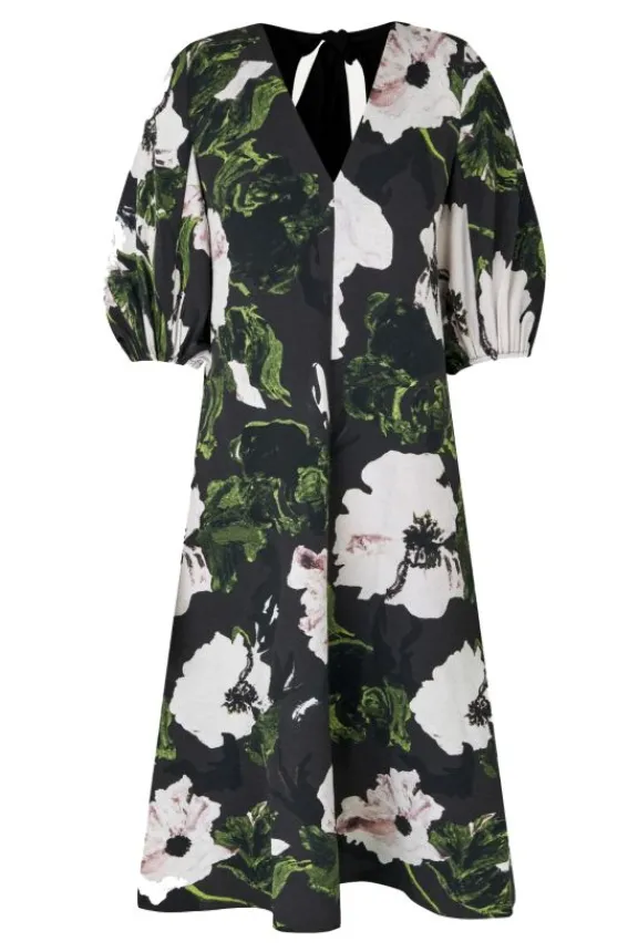 Stine Goya Volume Sleeves Midi Dress - Umber Windflower | Dresses