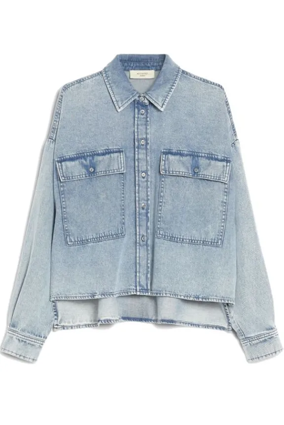 Weekend MaxMara Zemira Denim Boxy Shirt - Navy Marble | Shirts And Tops